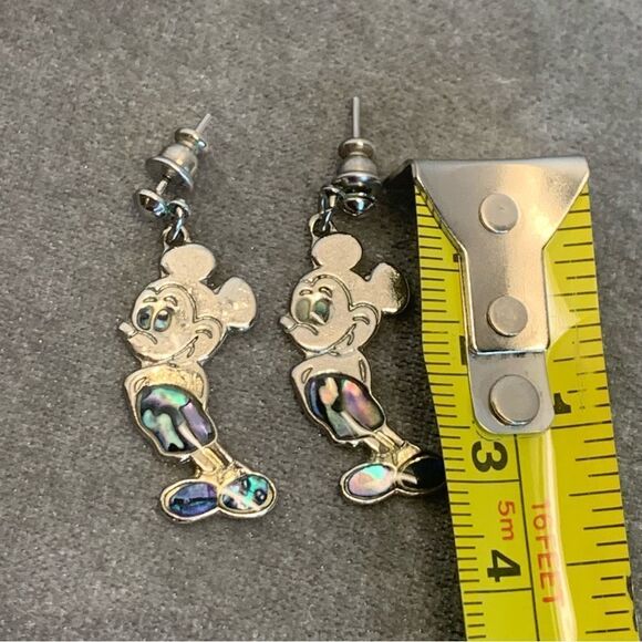 MICKEY Mouse Silvertone mother of pearl dangling earrings - Picture 3 of 5